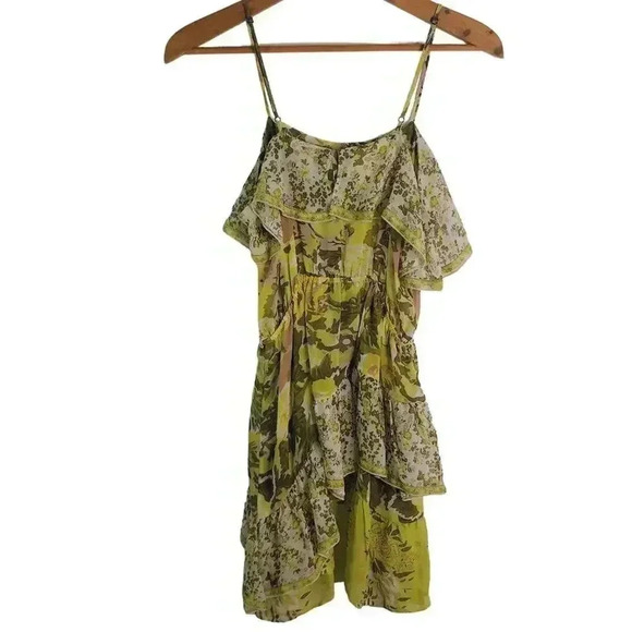 Joie Silk Yellow Floral Ruffled Dress Cottagecore Coquette Fairy Women's Size S - Picture 4 of 6